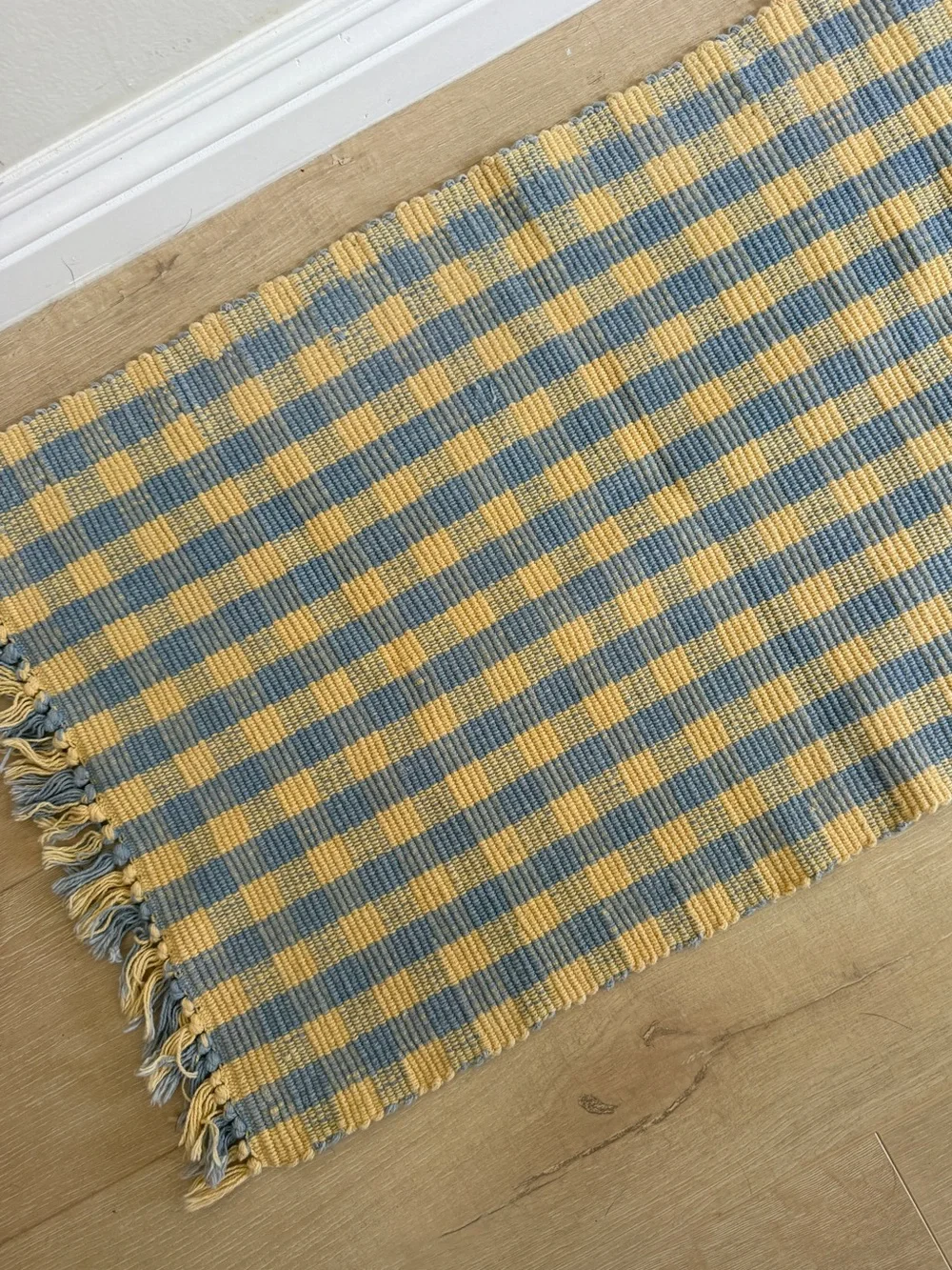 VINTAGE Check Small Door Mat with Tassels